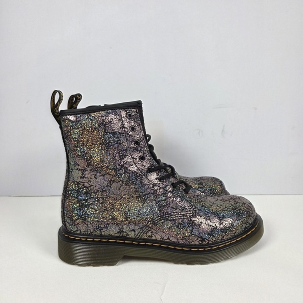 Dr. Martens Boots Disco Crinkle Black 1460 Y Combat Zip  US Size 6 Girls 5 Boys - Picture 6 of 16